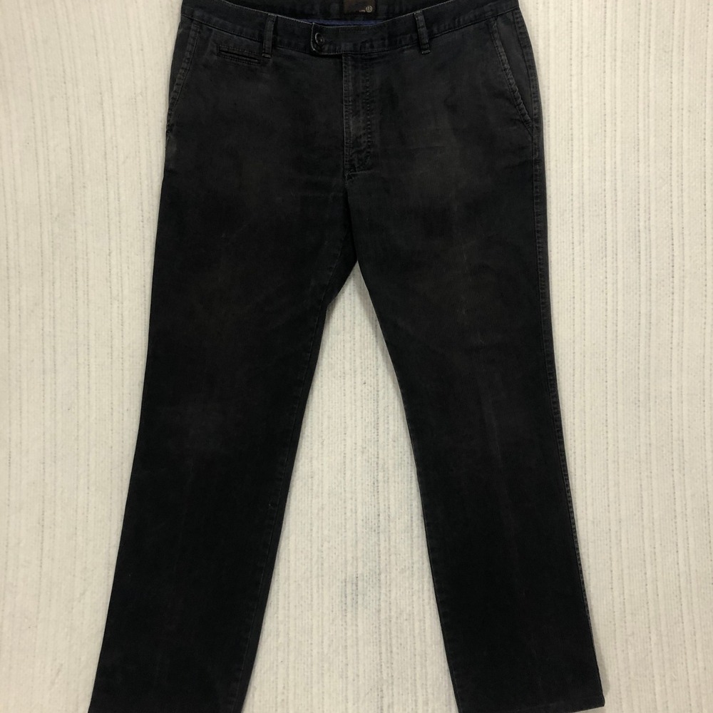 Bugatti Adriano Mens Charcoal Grey Corduroy Pants Size 36 Straight Leg 4203